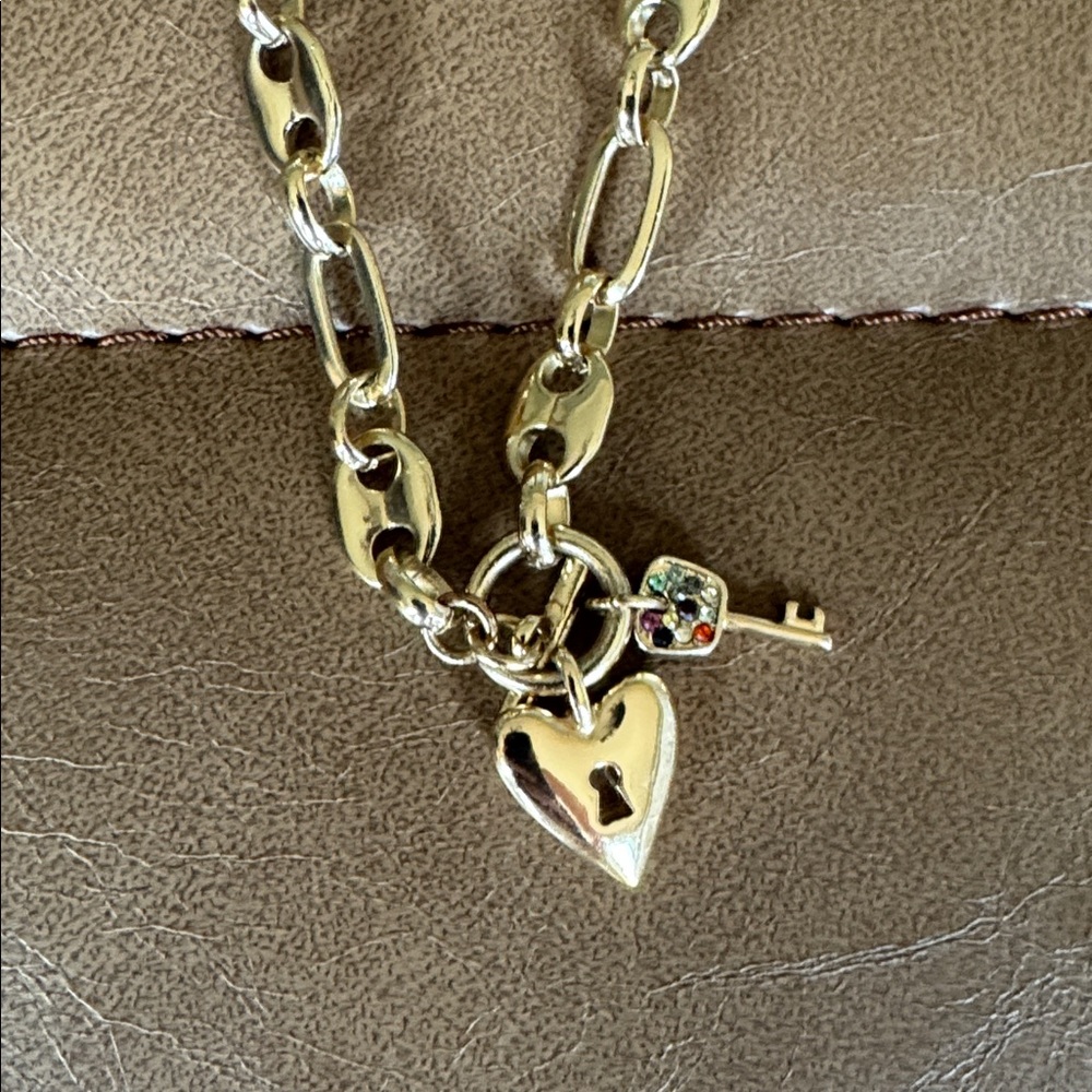 BaubleBar Key to My Heart necklace with charms heart key gold